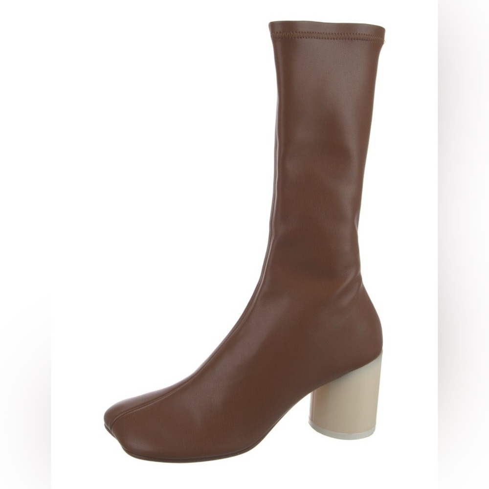 Maison Martin Margiela MM6 anatomic sock boots brown with white heel size 37